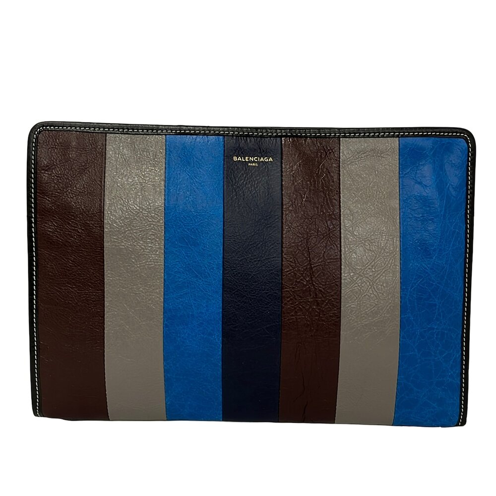 Balenciaga Bazaar Pouch Clutch Bag Clutch Bag 480992 Brown Gray Blue Multi